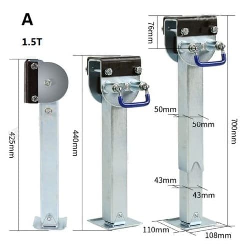 Adjustable corner steady drop leg stabilizer jack for RV and caravan trailers