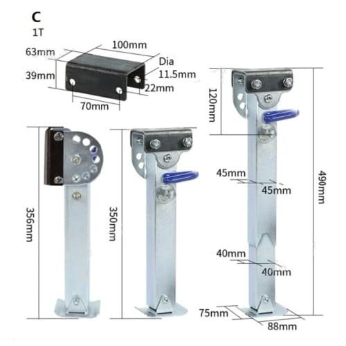 Adjustable corner steady drop leg stabilizer jack for RV and caravan trailers