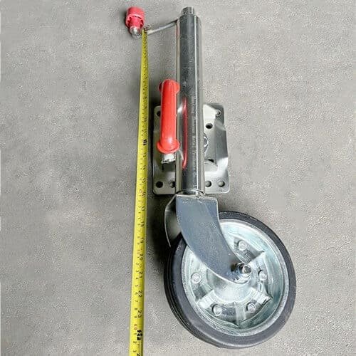 Heavy-duty trailer jockey wheel for boat and utility trailers, with adjustable height and anti-corrosion finish
