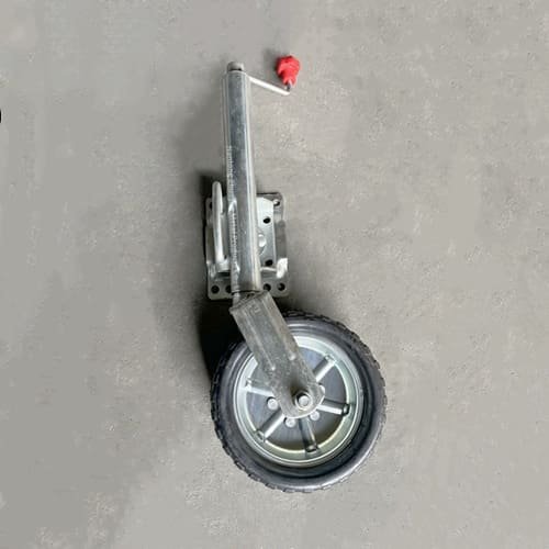 Heavy-duty trailer jockey wheel for boat and utility trailers, with adjustable height and anti-corrosion finish