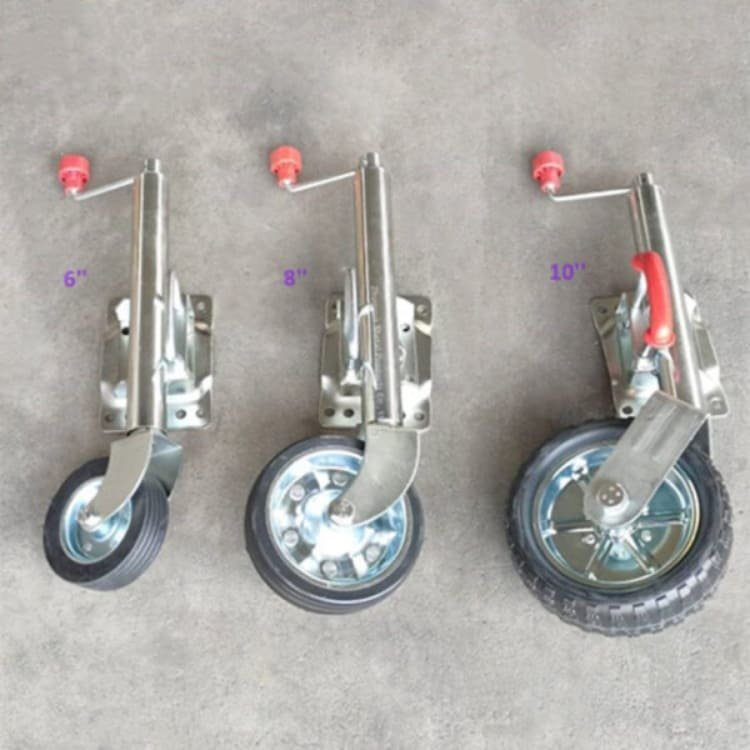 Heavy-duty trailer jockey wheel for boat and utility trailers, with adjustable height and anti-corrosion finish