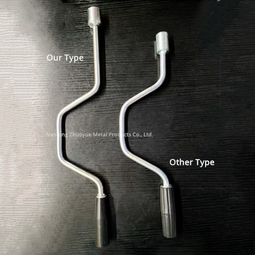 Steel winding handle for caravan drop leg corner steady jack system