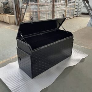 Durable aluminum storage box for caravans and RVs