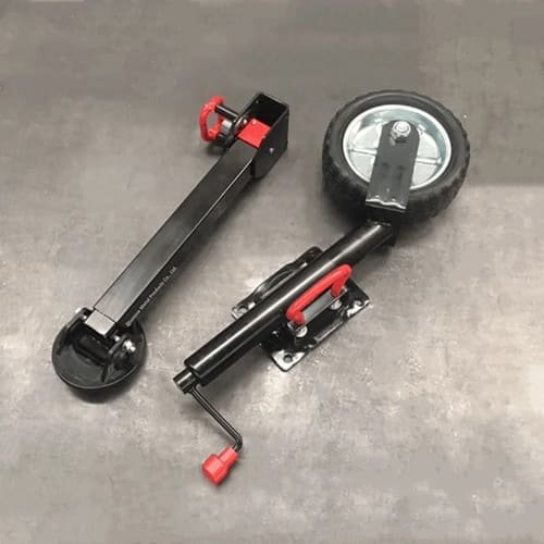 Heavy-duty ALKO drop leg and jockey wheel for caravan and trailer stability