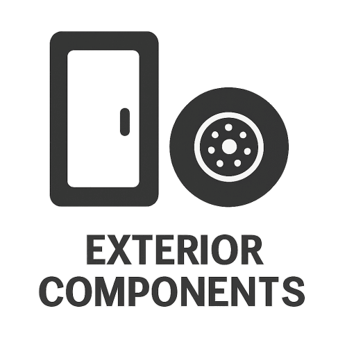 Durable trailer exterior components including mudguards, bumpers, and toolboxes