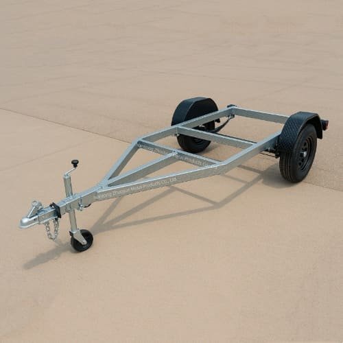 Heavy-duty overland trailer chassis built for off-road durability and rugged terrain